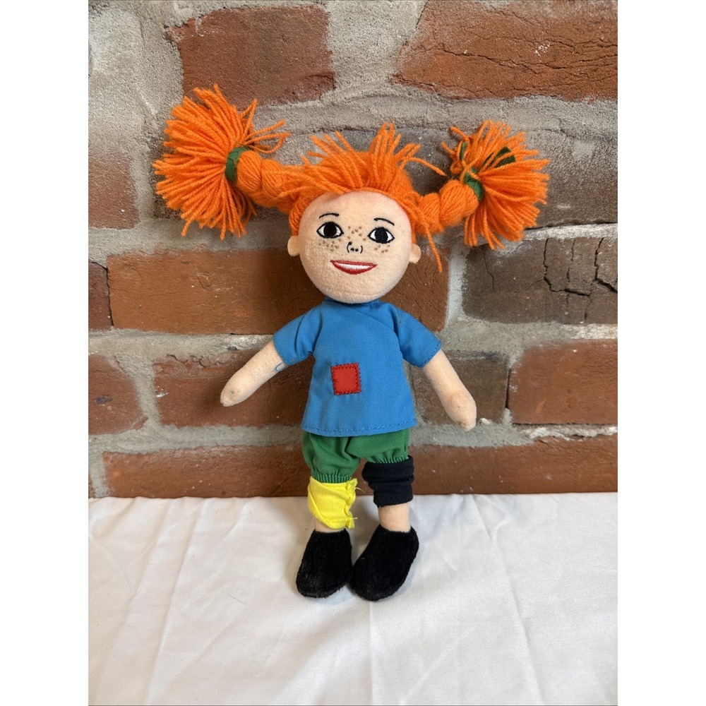 Pippi Longstocking Plush Doll Soft Toy. (Pippi Langstrumpf).  8.75" Tall by 8.5"